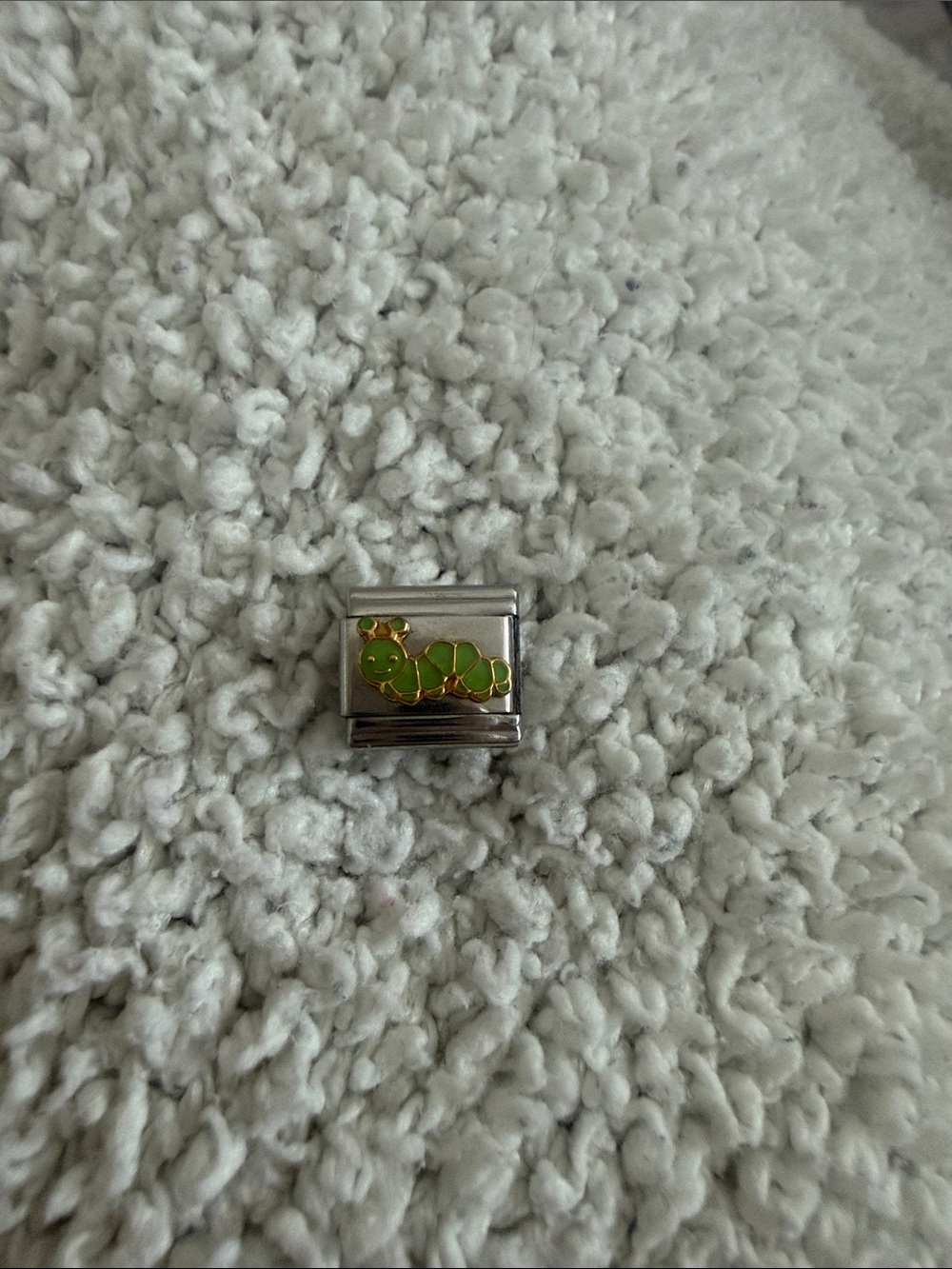 Green Enamel Caterpillar - Italian Charm Bracelet Charm